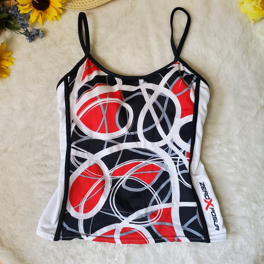 NWOT ZEROXPOSUR GEOGRAPHIC PRINT SWIM TOP